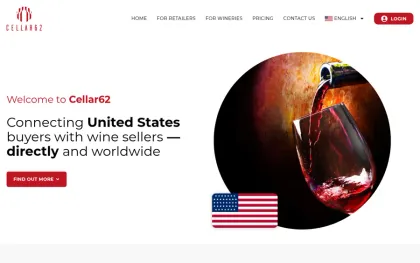 Cellar62 website, on desktop
