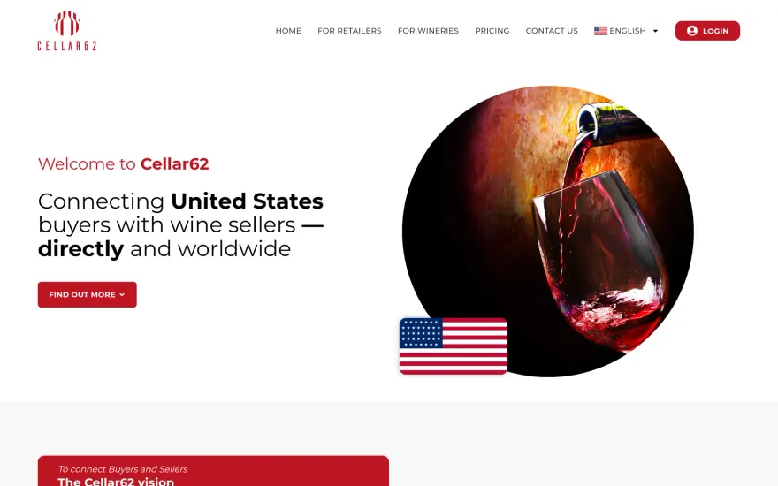 Cellar62 website, on desktop
