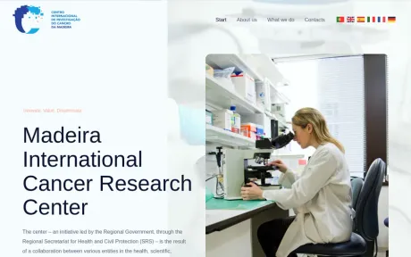 Website CIIC Madeira, Cancer research, on desktop