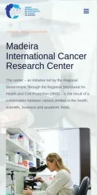 Website CIIC Madeira, Cancer research, on mobile