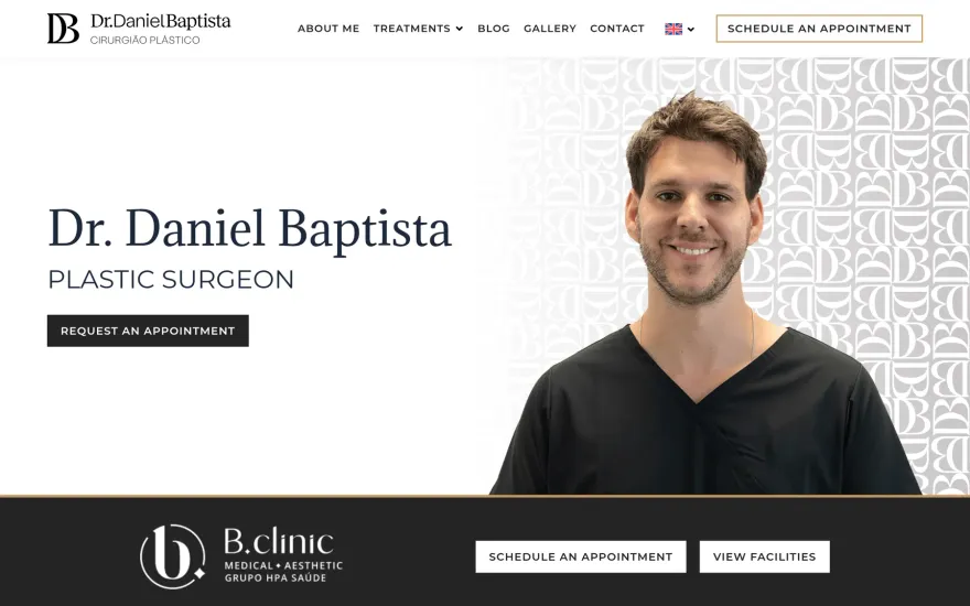 Dr. Daniel Baptista website, on desktop