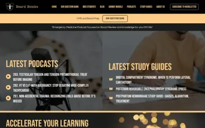 EM Board Bombs website, on desktop