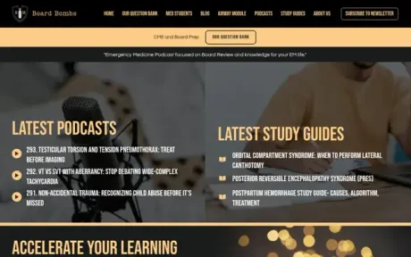Website EM Board Bombs, on desktop