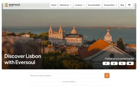 Website Eversoul Lisbon, Experiences, on desktop