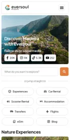 Website Eversoul Madeira, Experiences, on mobile