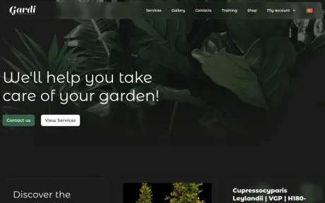 Website Gardi, on desktop
