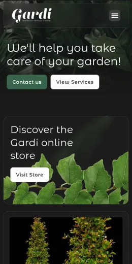 Gardi website, on mobile