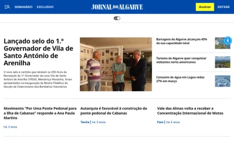 Website Jornal do Algarve, on desktop