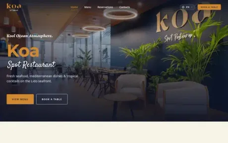 Website Koa Spot Restaurant, on desktop