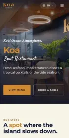 Website Koa Spot Restaurant, on mobile