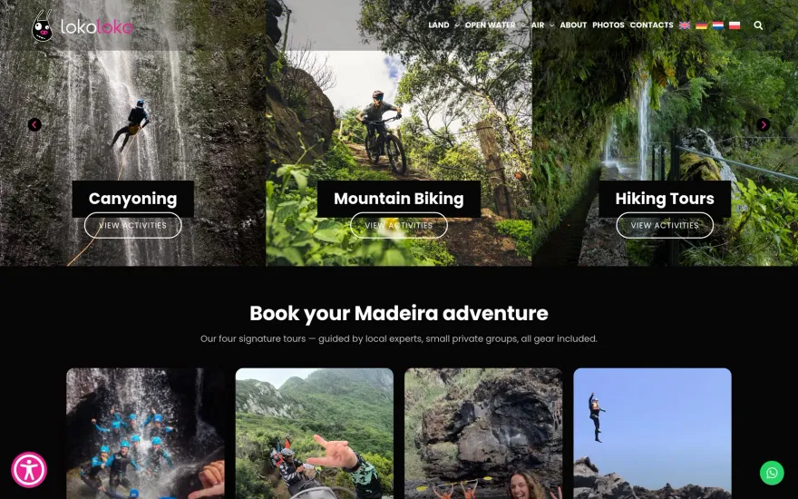 Lokoloko Madeira website, on desktop