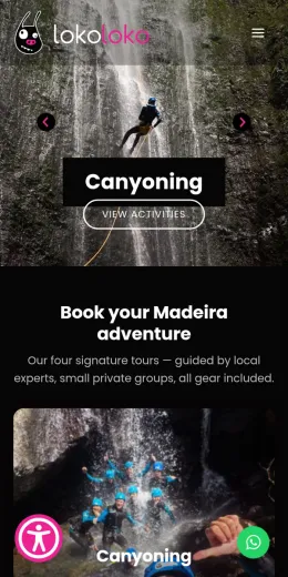 Lokoloko Madeira website, on mobile