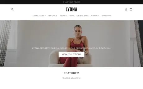 Website Lyona Sportswear, on desktop