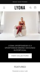 Website Lyona Sportswear, on mobile