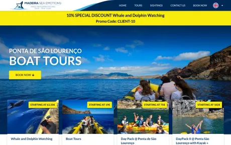 Website Madeira Sea Emotions, on desktop