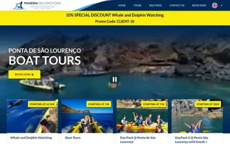Website Madeira Sea Emotions, on desktop