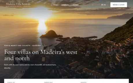 Website Madeira Villa Rentals, Villa rentals, on desktop