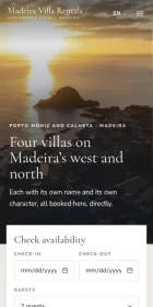 Website Madeira Villa Rentals, Villa rentals, on mobile