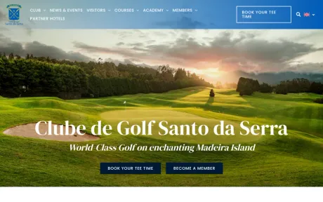 Website Santo da Serra Golf, on desktop