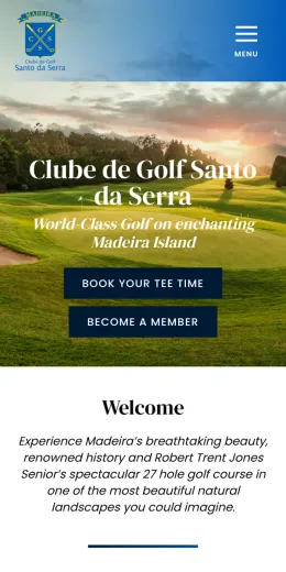 Santo da Serra Golf website, on mobile