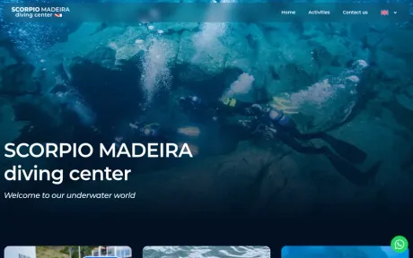 Website Scorpio Madeira, Diving, on desktop