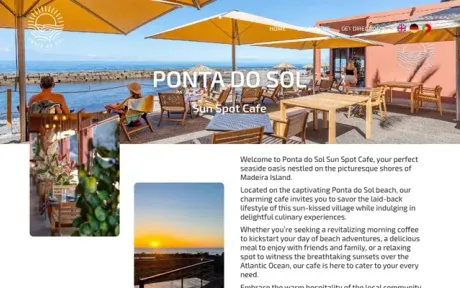 Website Ponta do Sol Sun Spot Cafe, on desktop