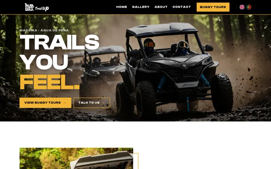 Madeira Trail Up website, on desktop